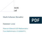 Mark Scheme (Results) Summer 2019: Pearson Edexcel GCE Mathematics Core Mathematics C4 (6666/01)