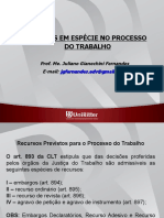 Aula 11 Recursos em Espécie No Processo Do Trabalho