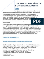 População Da Europa Nos Séculos XVII e XVIII - Crises e Crescimento