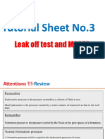 Tutorial Sheet No.3: Leak Off Test and MAASP