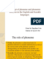 Concept of Phoneme and Phonemic Analyses in The English and Kazakh Languages