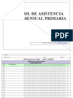 Control de Asistencia Diaria Mensual Primaria Modelo 1