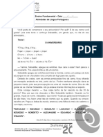 Atividade 4º Ano Dia Do Anversário