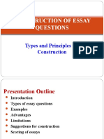 Construction of Essay Questions: Types and Principles For Construction