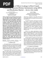 Comparison of Micro Leakage in Root Canals Containing Separated Rotary Instruments Using MTA and Biodentine Barrier - An In-Vitro Study