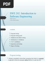 Swe 202: Introduction To Software Engineering: Chapter 8 (Part 1) Lecturer: Rand Albrahim