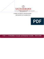 Probability Concepts and Random Variable - SMTA1402: Unit - I