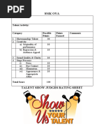 Talent Show Judging Sheet