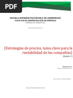 Estrategias de Precios, Tema Clave para La Rentabilidad de Las Compañías