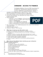 Draft Questionnaire - Access To Finance: 1. What Type of Start-Up Was This (Select One)