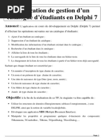 Application de Gestion D'un Catalogue D'étudiants en Delphi 7