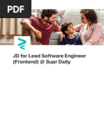 JD For Lead Software Engineer (Frontend) at Supr Daily