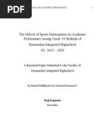 The Effects of Sports Participation On Academic Performance Among Grade 10 Students of Dasmariñas Integrated Highschool SY. 2019 - 2020