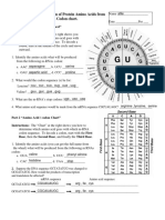 Worksheet - Determination of Protein Amino Acids From M-RNA's Codon Chart