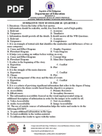 Department of Education: Summative Test in English 10-Quarter 1