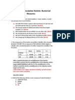 TUTORIAL 3 - Descriptive Statistic: Numerical Measures: A) (Median) B) (Mean) (Mode) (Mean) (Mode) F) (Mean)