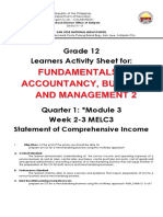 Grade 12 Learners Activity Sheet For:: Statement of Comprehensive Income