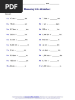 Measuring Units Worksheet: Name: - Date