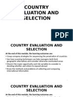 Country Evaluation and Selection