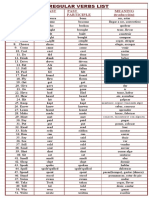 Irregular Verbs List: Infinitive Past Past Participle Meaning (Traducción)