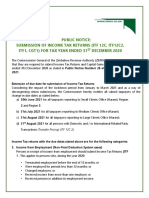 Public Notice: Submission of Income Tax Returns (Itf 12C, Itf12C2, Itf1, Cgt1) For Tax Year Ended 31 December 2020