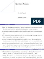 Operations Research: Dr. A V Prajeesh