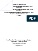 Dosificación Trimestral de Aprendizajes Esperados Por Asignatura 4 ° Grado