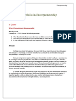 E-Portfolio in Entrepreneurship: 1 Quarter