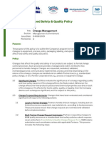 Food Safety & Quality Policy: 1.2 Change Management