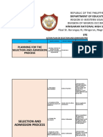 STE Report: Action Plan On Selection and Admission Process of Incoming Ste Grade 7 For The Sy 2021-2022