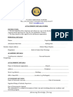 KCA University Attachment Details Form