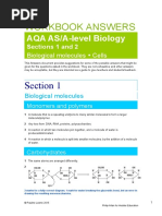 Biology AQA Biological Molecules Workbook Answers