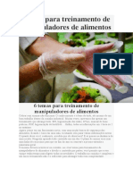 Temas para Treinamento de Manipuladores de Alimentos