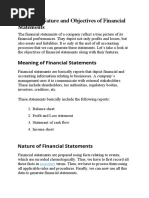 Meaning, Nature and Objectives of Financial Statements