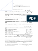 Guía de Estudio #2 Problemas Propuestos Sobre Geometría Analítica y Rectas