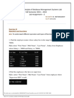 CSE2031 - Principle of Database Management Systems Lab Fall Semester 2021 - 2022 Lab Assignment - 2