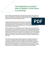 Cite Educational Implications of at Least 1 Theory Presented On Module 5 of The Theory On Information Processing