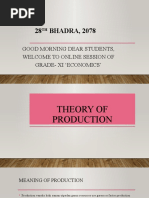 Class - XI Theory of Production