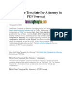 Debit Note Template For Attorney in PDF Format