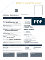 Dossier de Candidature 2020/2021: Choix de Formation Renseignements