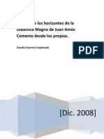 Lectura de Los Horizontes de La Didáctica Magna de Juan Amós Comenio Desde Los Propios.