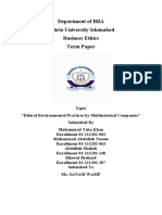 Department of BBA Bahria University Islamabad Business Ethics Term Paper