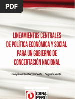 Lineamientos Centrales de Política Económica y Social para Un Gobierno de Concertación Nacional