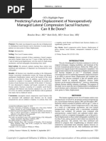 OTA Highlight Paper Predicting Future Displacement of Nonoperatively Managed Lateral Compression Sacral Fractures - Can It Be Done