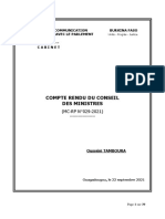 Conseil Des Ministres N°029 Du 22 Septembre 2021