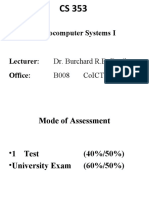 Microcomputer Systems I: Dr. Burchard R.B. Bagile B008 Coict