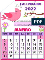 Calendário 2022 Passarinhos 2