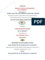 Sudha Agro Oil and Chemical Industry Limited: "Working Capital and Liquidity Management"