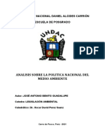 Analisis Sobre La Politica Nacional Del Medio Ambiente