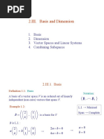 Basis 2. Dimension 3. Vector Spaces and Linear Systems 4. Combining Subspaces